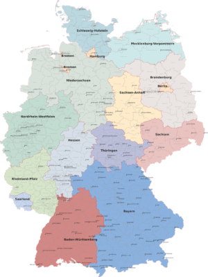 Eine Deutschland-Karte mit allen Bundesländern